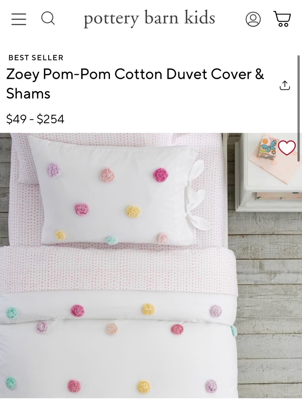 Pottery Barn Kids Zoe Pom-Pom Duvet Cover - Twin/Single